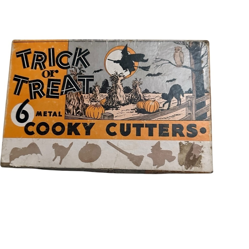 Vintage Trick or Treat Metal Cooky Cutters - Orange and Black